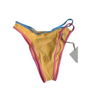 Stone Fox Swim Echo Bikini‎ Bottom Honeycomb Sunset Pink Colorblock XS Pool